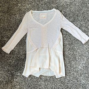 Anthropologie meadow rue light pink embellished top